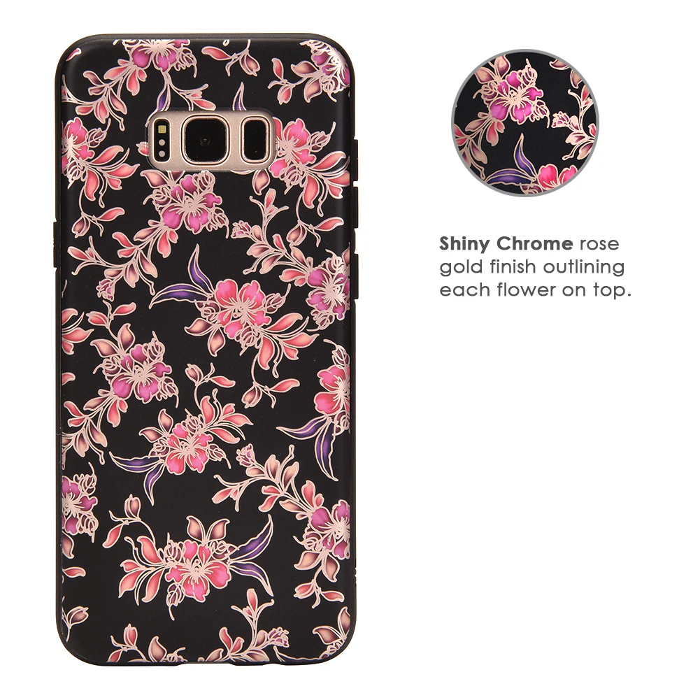 Midnight Floral Chrome Samsung Galaxy Case - Image 10