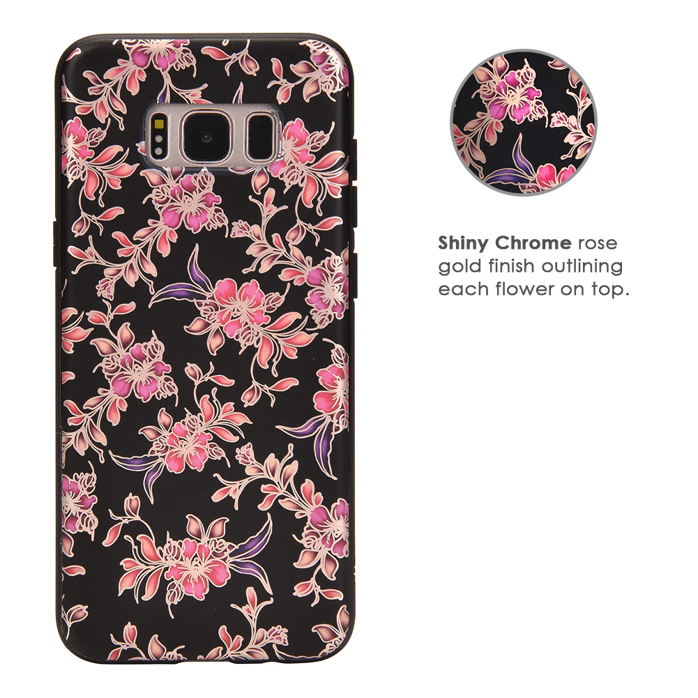 Midnight Floral Chrome Samsung Galaxy Case - Image 5