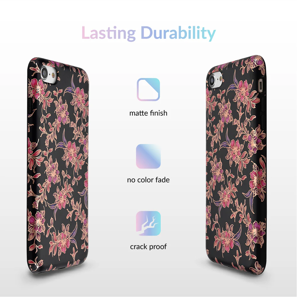 Midnight Floral Rose Gold Chrome iPhone Case - Image 12