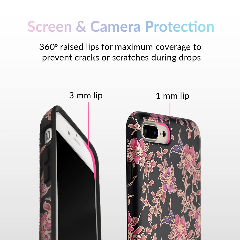 Midnight Floral Rose Gold Chrome iPhone Case - Image 24