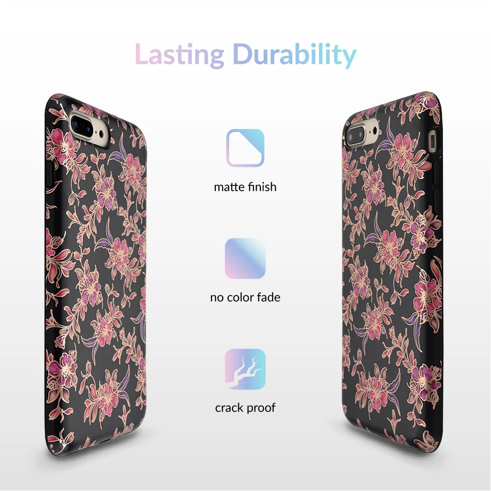 Midnight Floral Rose Gold Chrome iPhone Case - Image 26
