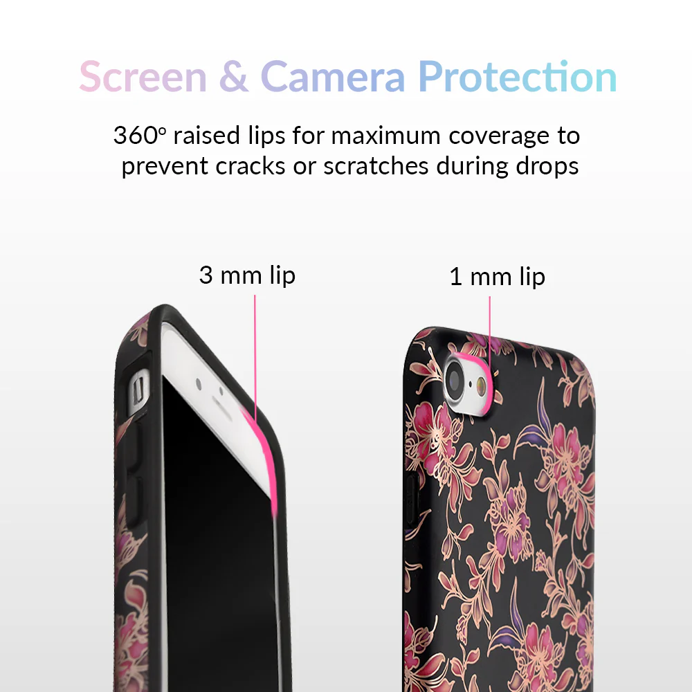 Midnight Floral Rose Gold Chrome iPhone Case - Image 3
