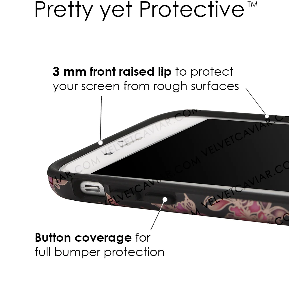 Midnight Floral Rose Gold Chrome iPhone Case - Image 44