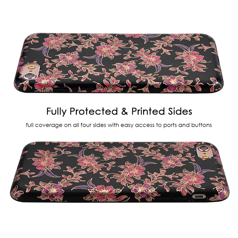 Midnight Floral Rose Gold Chrome iPhone Case - Image 45