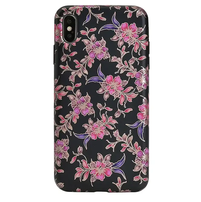 Midnight Floral Rose Gold Chrome iPhone Case - Image 48