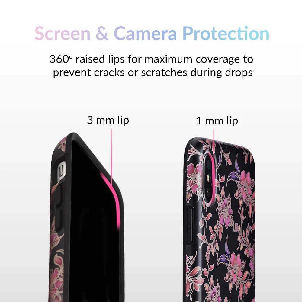 Midnight Floral Rose Gold Chrome iPhone Case - Image 49