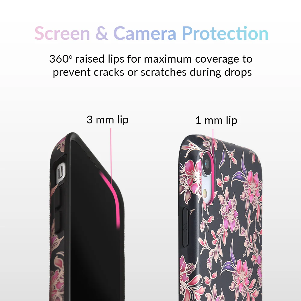 Midnight Floral Rose Gold Chrome iPhone Case - Image 55