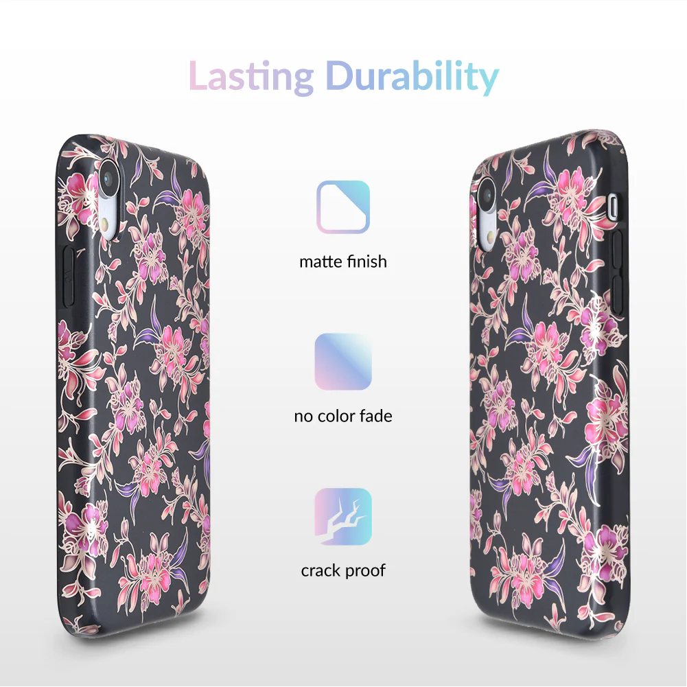Midnight Floral Rose Gold Chrome iPhone Case - Image 57