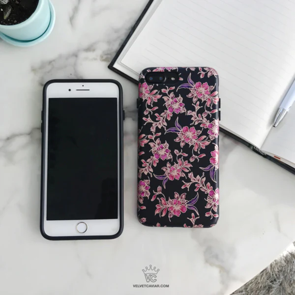 Midnight Floral Rose Gold Chrome iPhone Case - Image 9