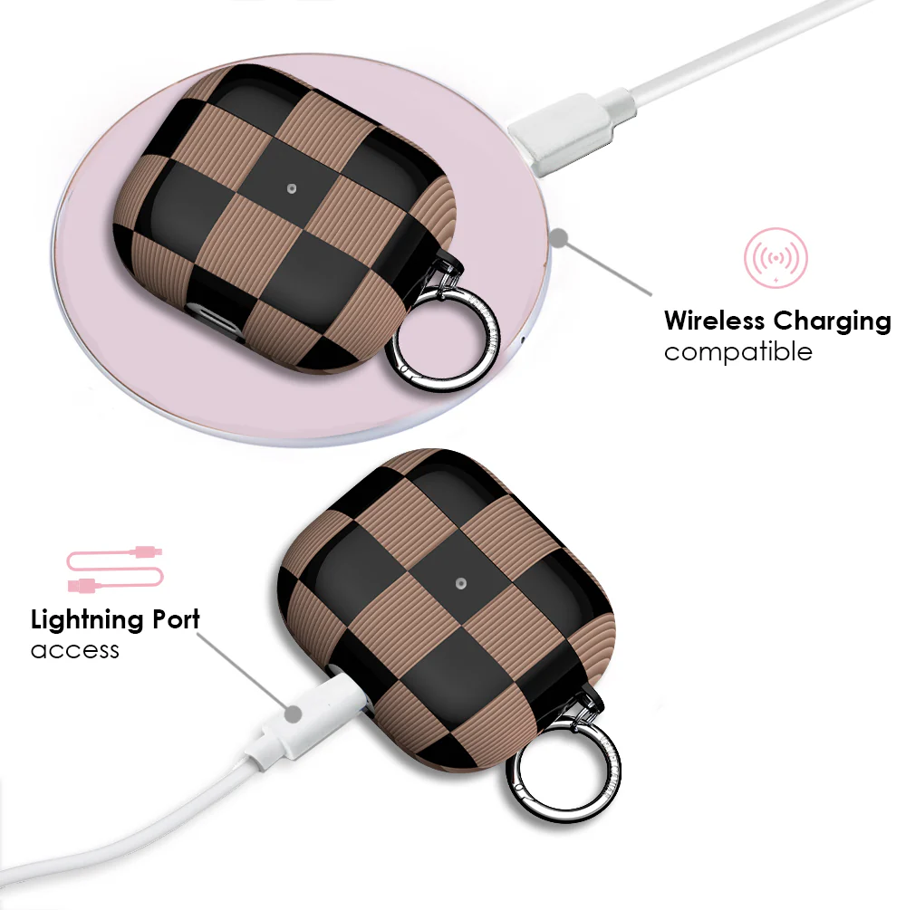 Mocha Vibe Checkered AirPod Case - Image 14