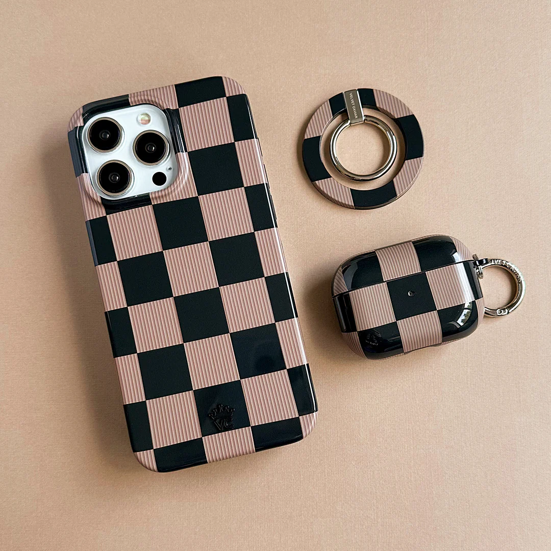 Mocha Vibe Checkered AirPod Case - Image 17