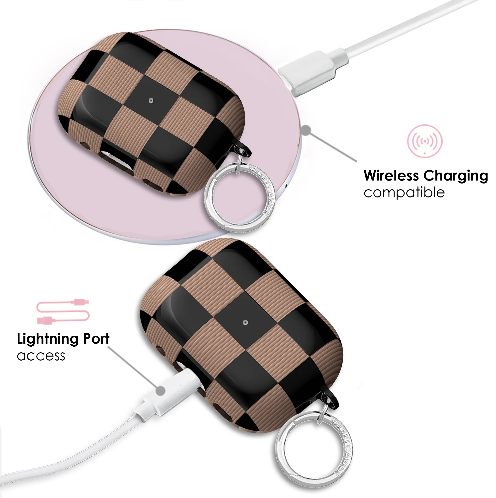 Mocha Vibe Checkered AirPod Case - Image 23