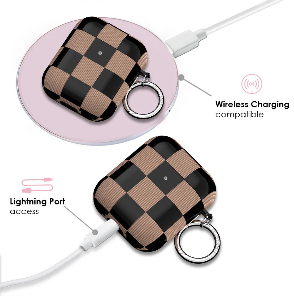 Mocha Vibe Checkered AirPod Case - Image 4
