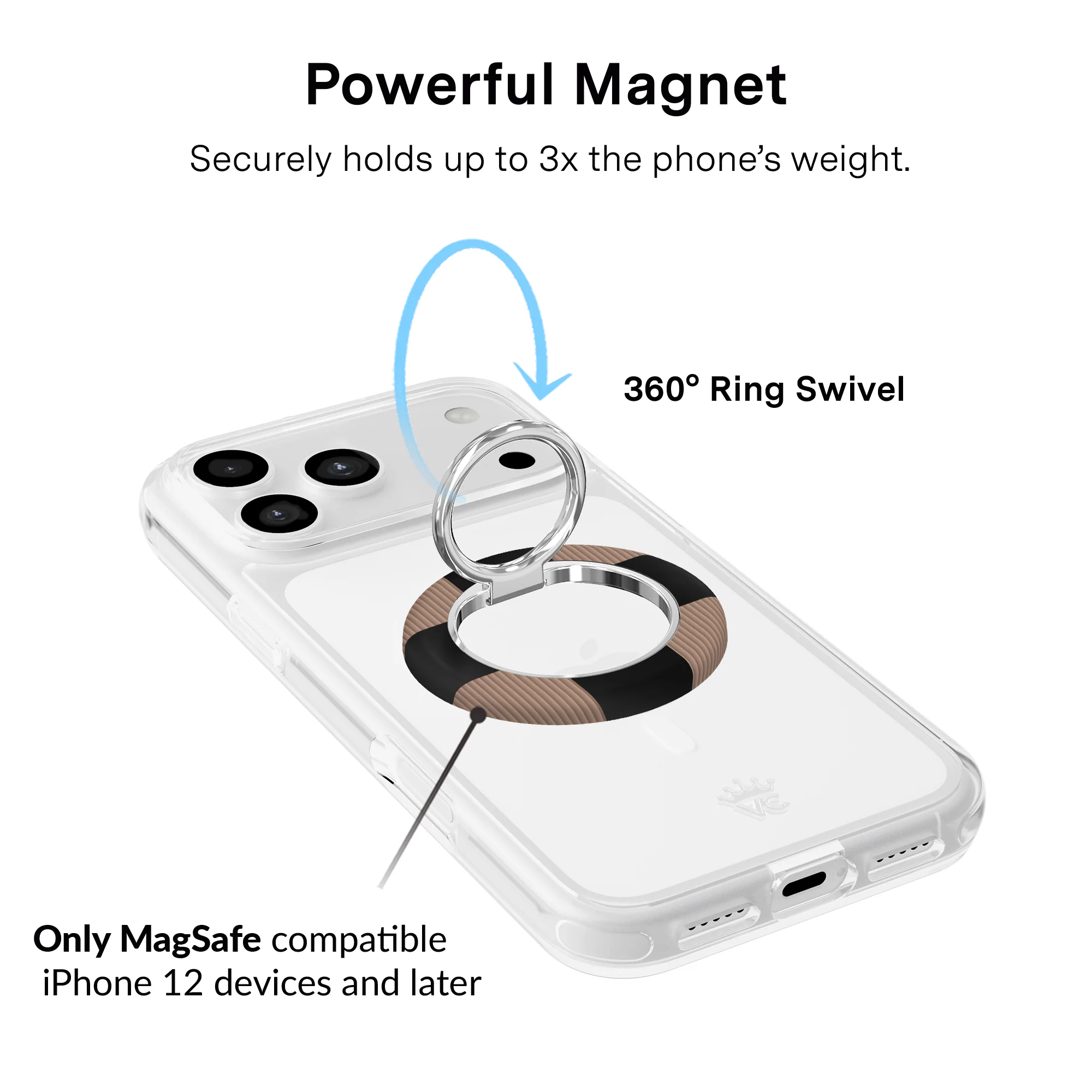 Mocha Vibe Checkered MagSafe Grip Ring - Image 2
