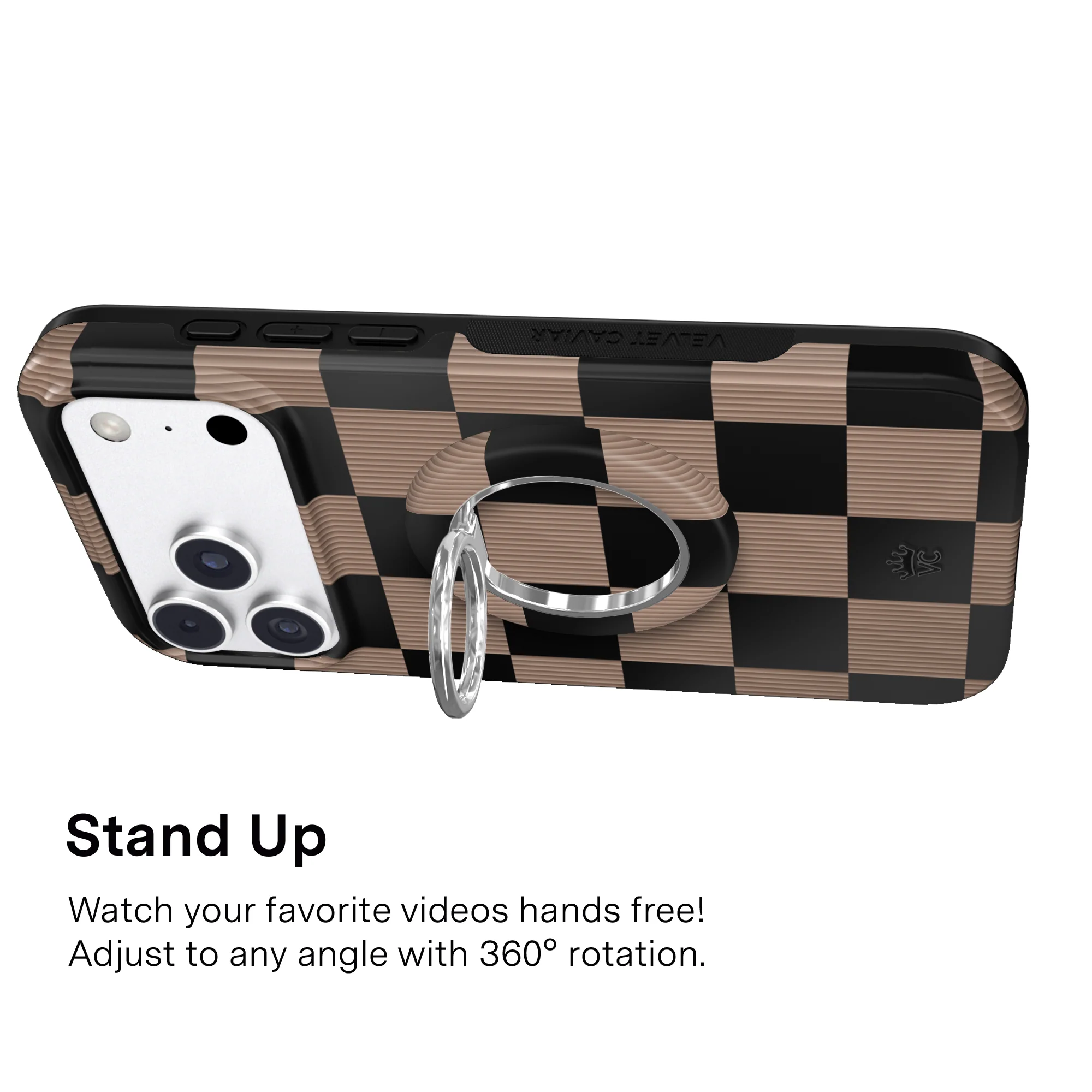 Mocha Vibe Checkered MagSafe Grip Ring - Image 4