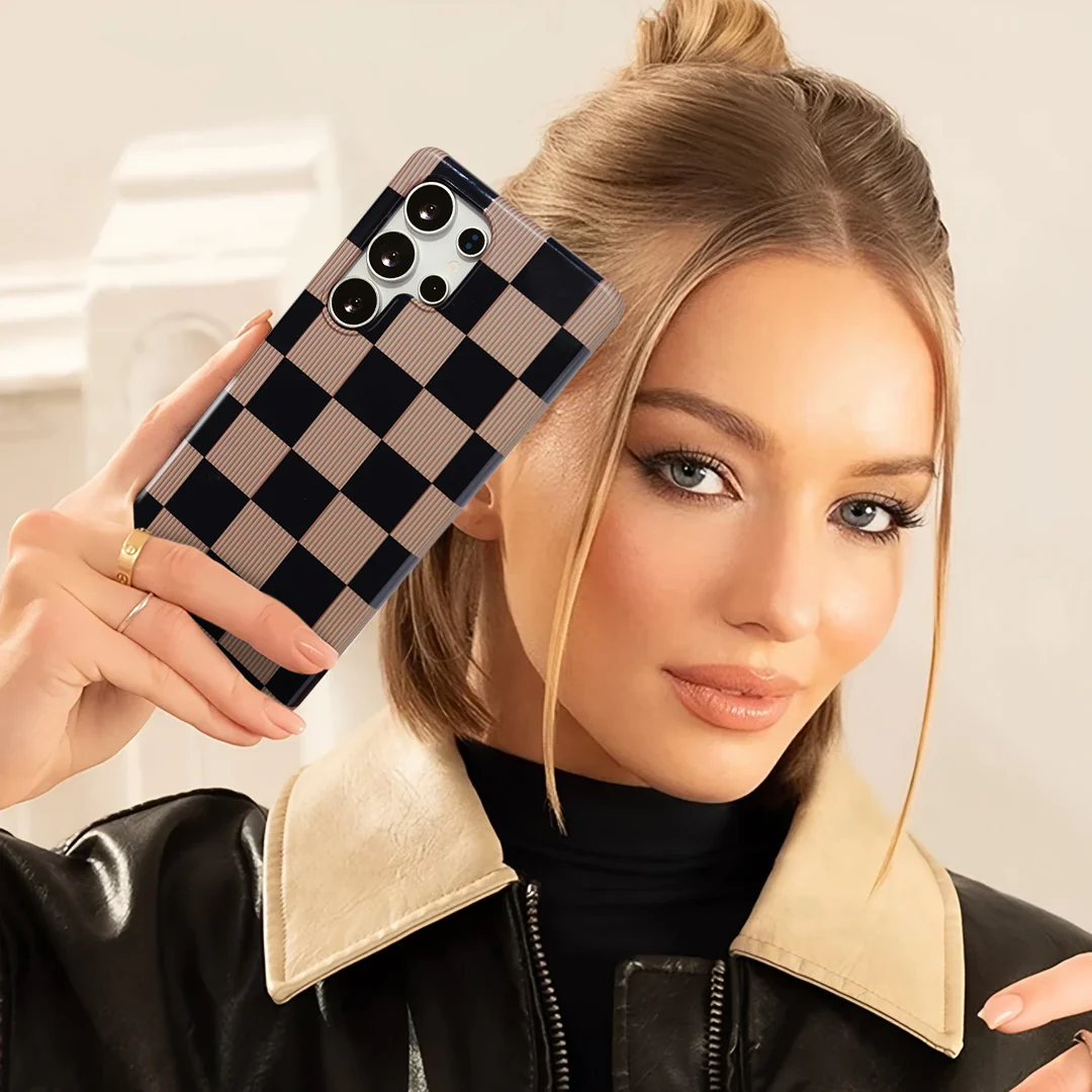 Mocha Vibe Checkered Samsung Case - Image 85