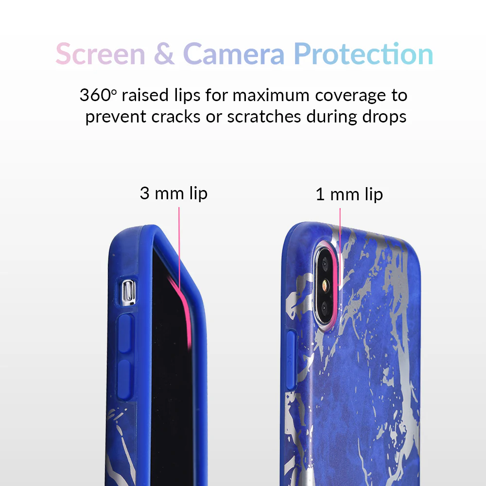Navy Blue Marble Silver Chrome iPhone Case - Image 15