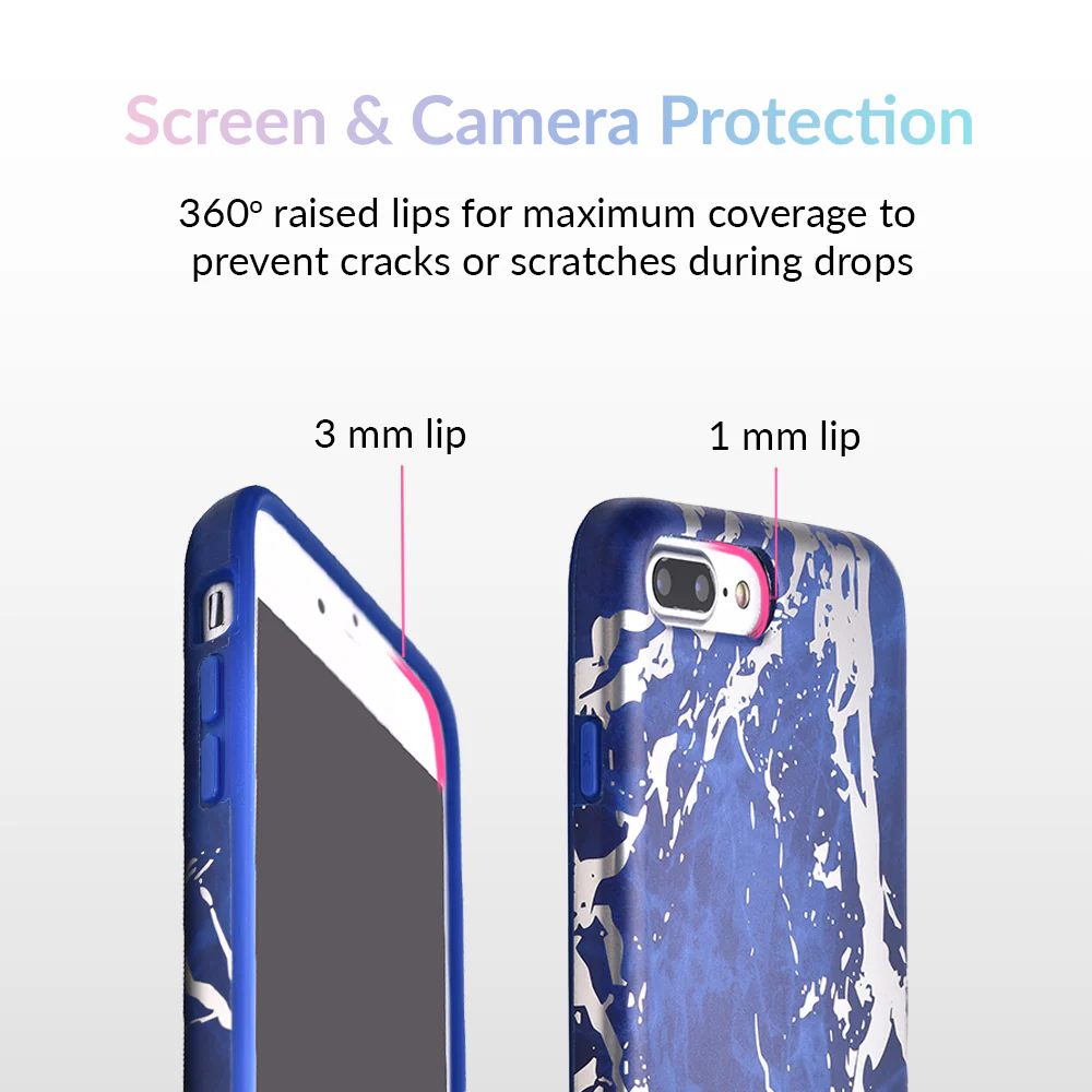 Navy Blue Marble Silver Chrome iPhone Case - Image 27