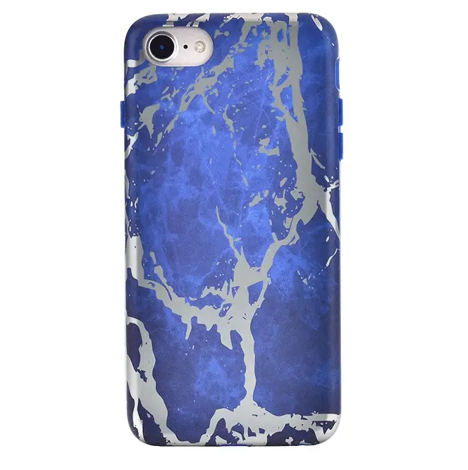 Navy Blue Marble Silver Chrome iPhone Case - Image 7