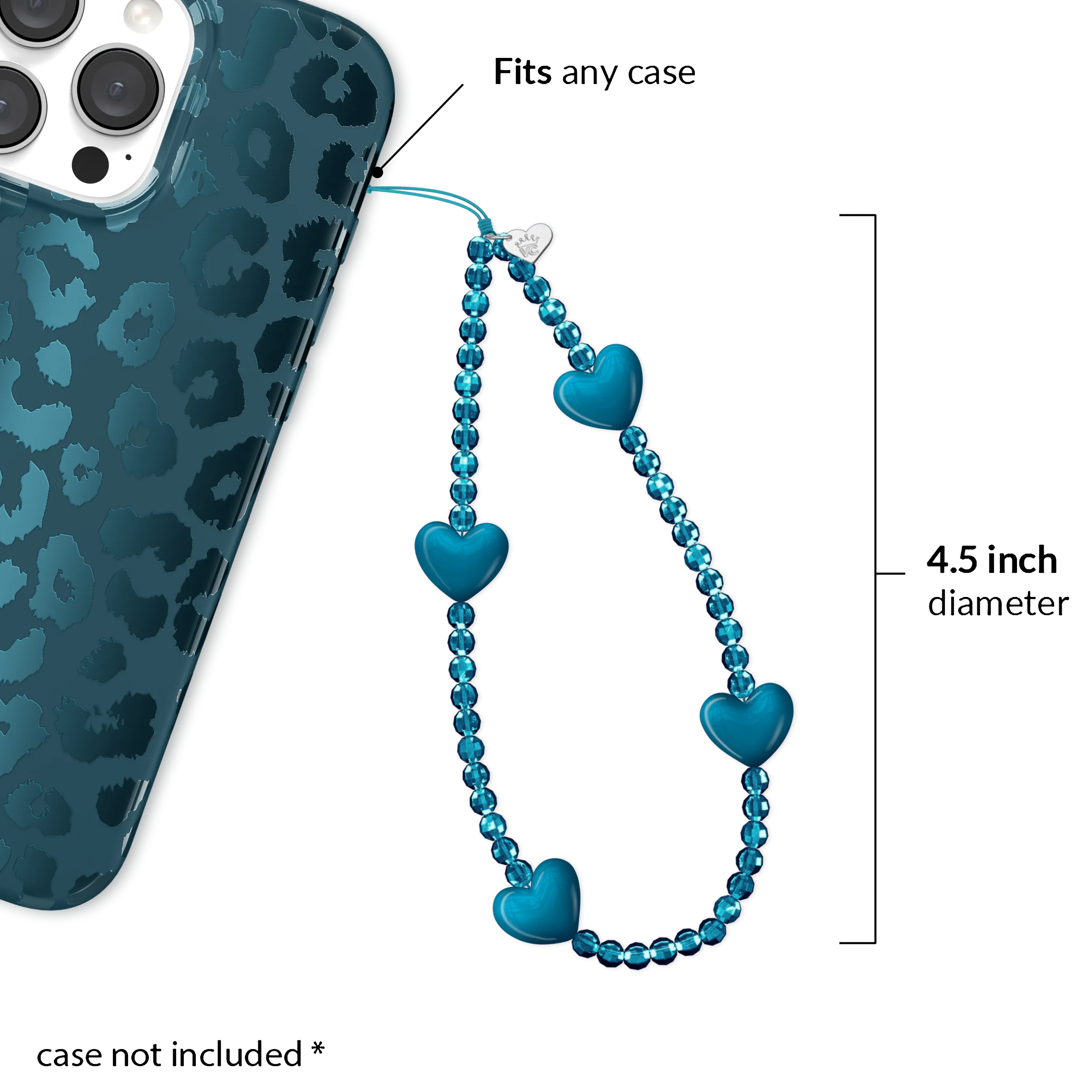 Navy Heart Phone Charm - Image 2
