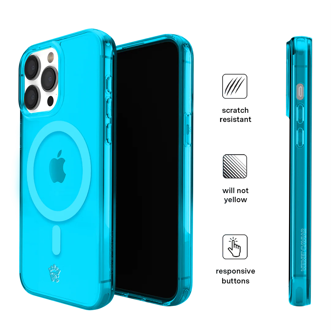 Neon Blue Clear iPhone Case - Image 106
