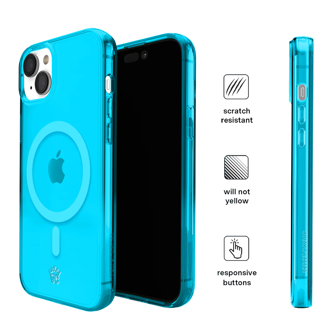 Neon Blue Clear iPhone Case - Image 111