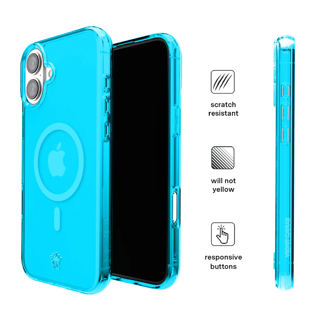 Neon Blue Clear iPhone Case - Image 136