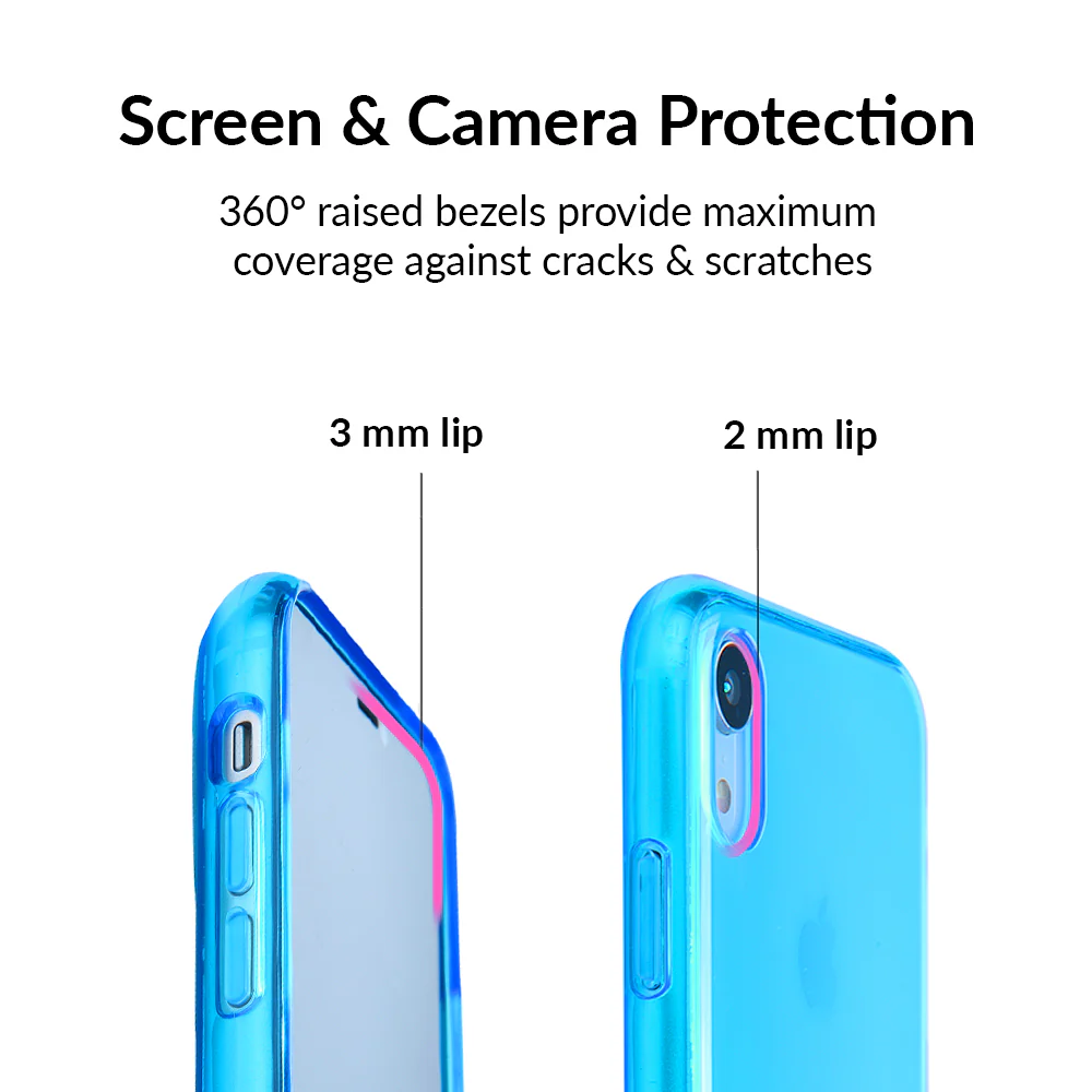 Neon Blue Clear iPhone Case - Image 2