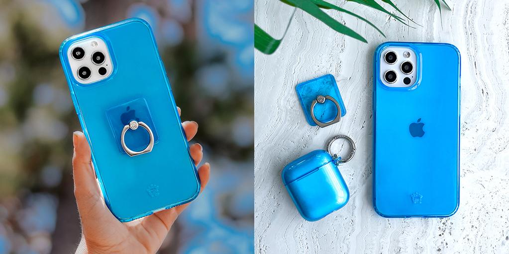 Neon Blue Clear iPhone Case - Image 61