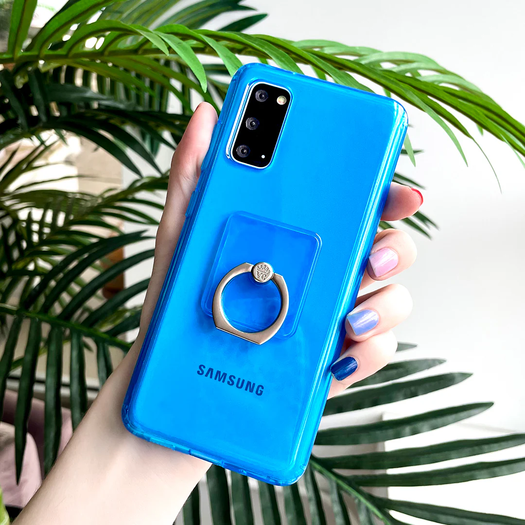 Neon Blue Clear Samsung Case - Image 44