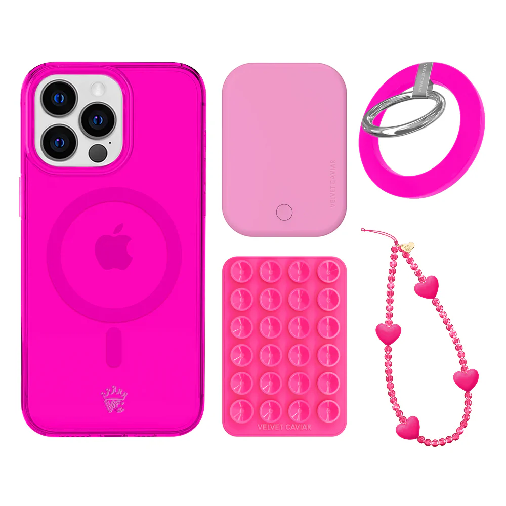 Neon Pink Clear iPhone Bundle Set - Grip - Image 16