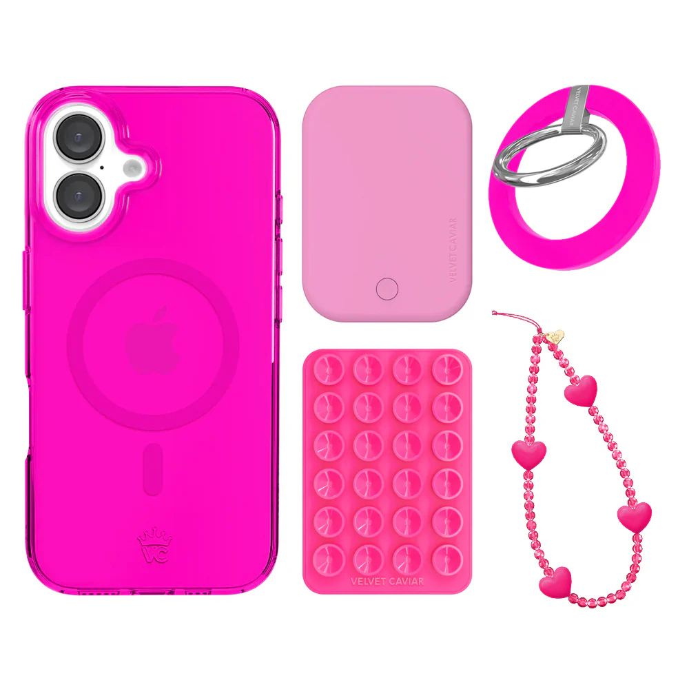 Neon Pink Clear iPhone Bundle Set - Grip - Image 3