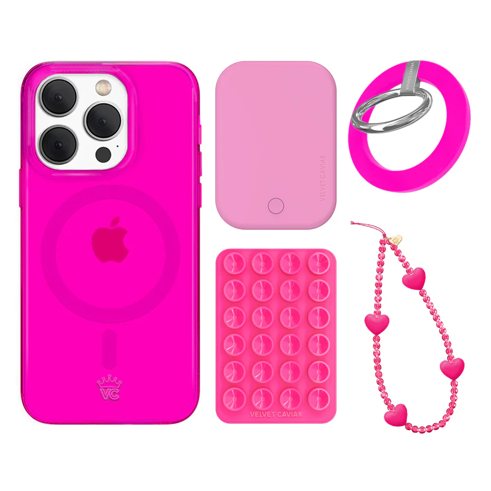 Neon Pink Clear iPhone Bundle Set - Grip - Image 7