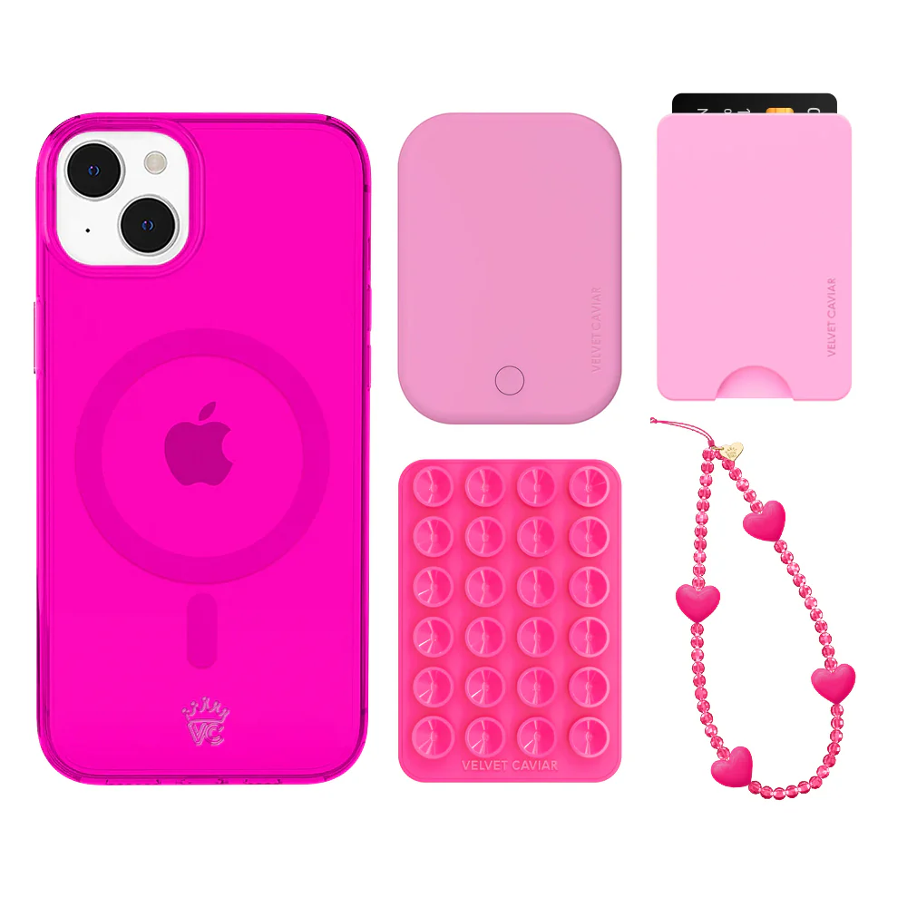 Neon Pink Clear iPhone Bundle Set - Wallet - Image 12