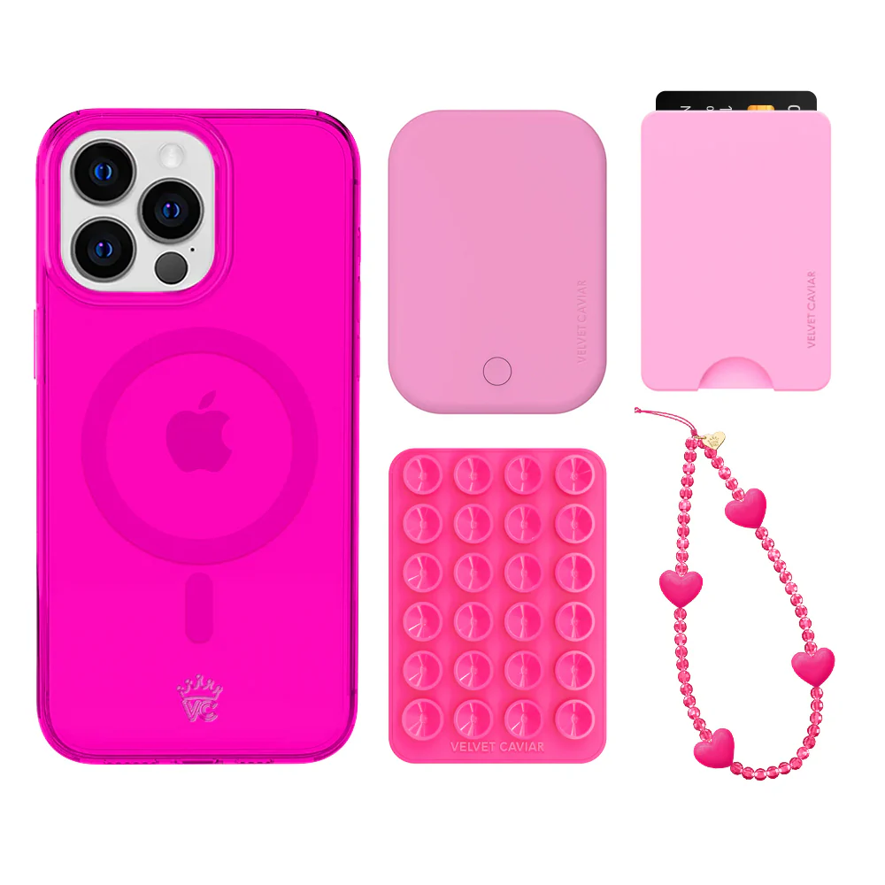 Neon Pink Clear iPhone Bundle Set - Wallet - Image 14