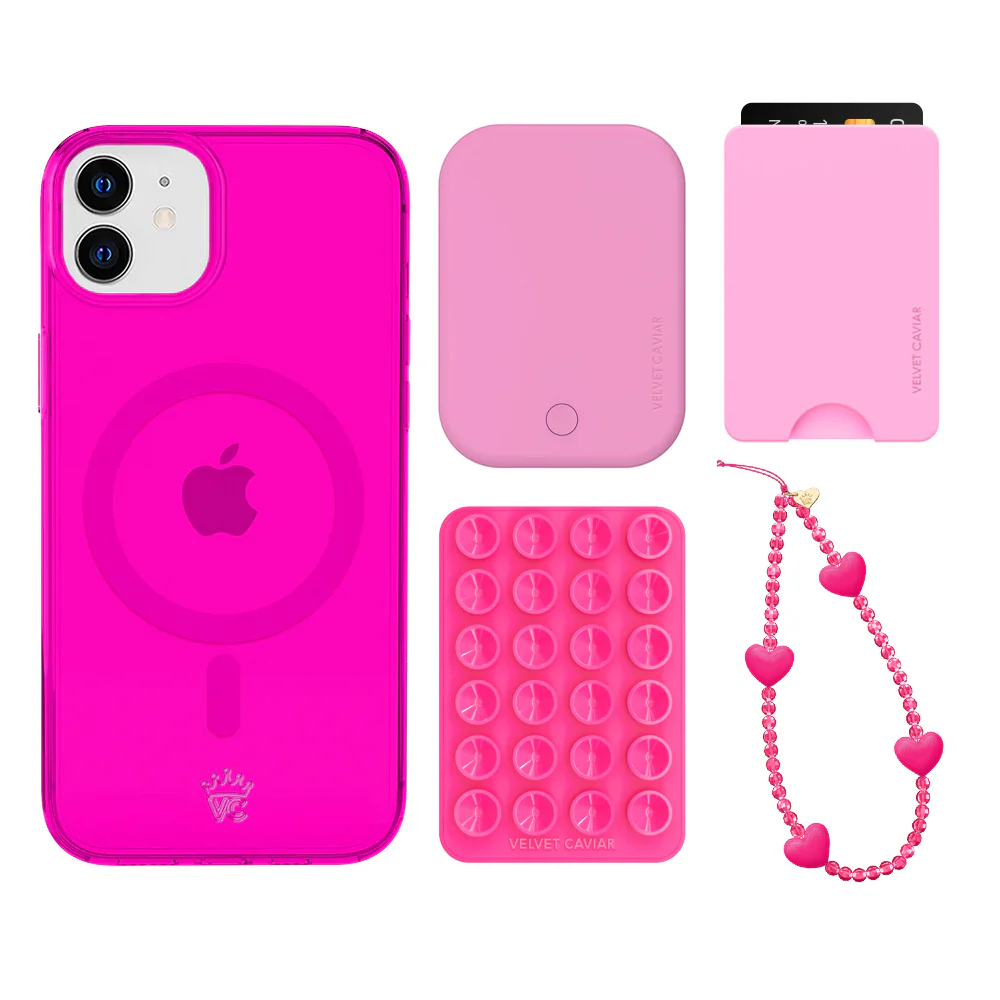 Neon Pink Clear iPhone Bundle Set - Wallet - Image 16