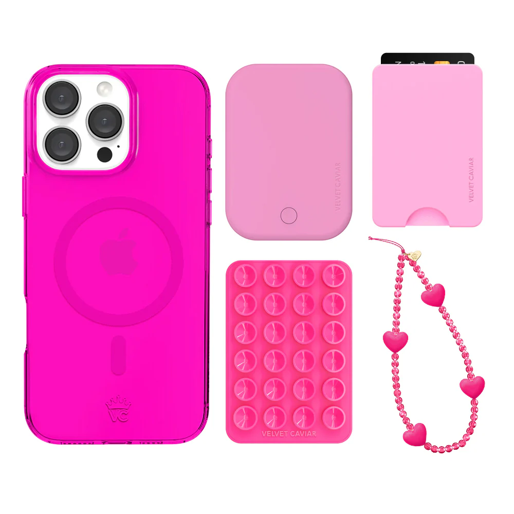 Neon Pink Clear iPhone Bundle Set - Wallet - Image 2