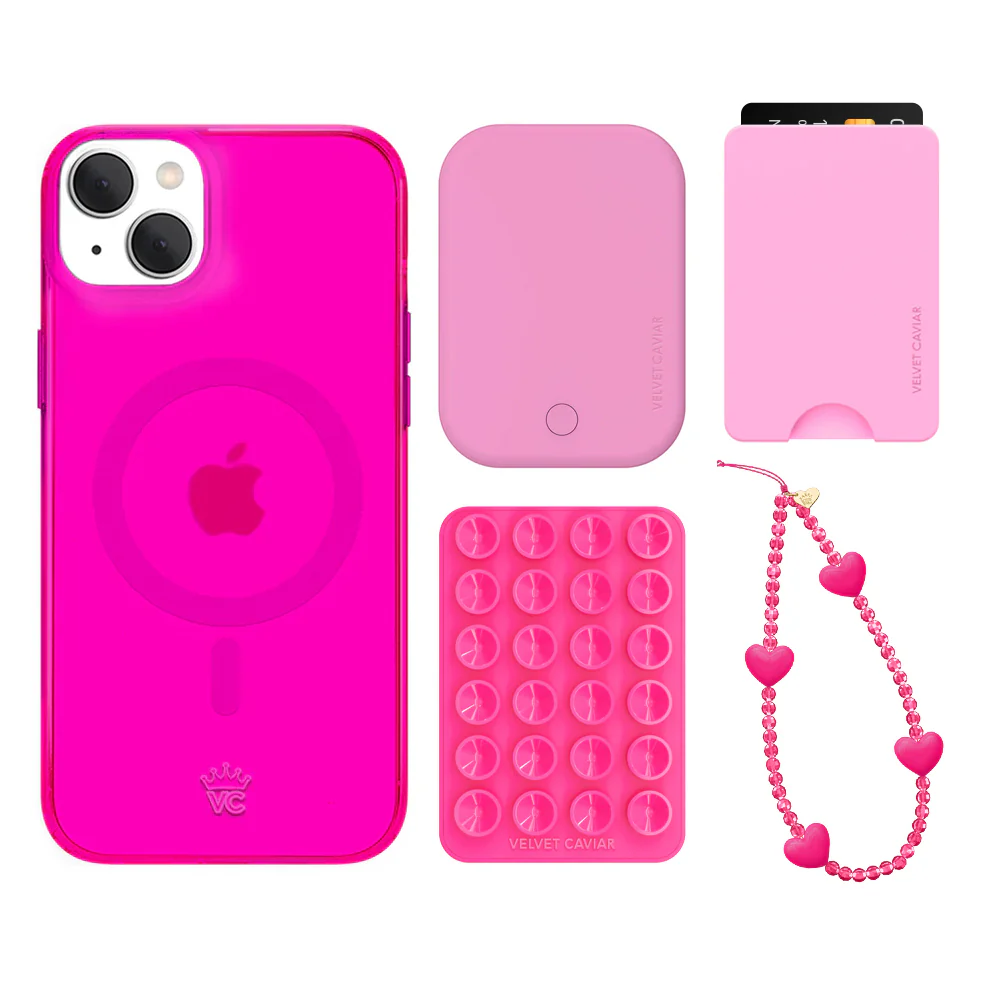 Neon Pink Clear iPhone Bundle Set - Wallet - Image 6
