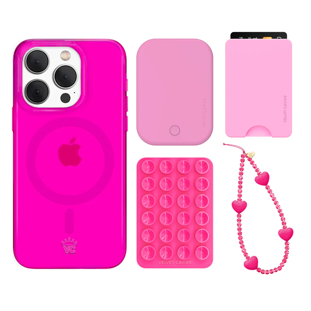 Neon Pink Clear iPhone Bundle Set - Wallet - Image 7