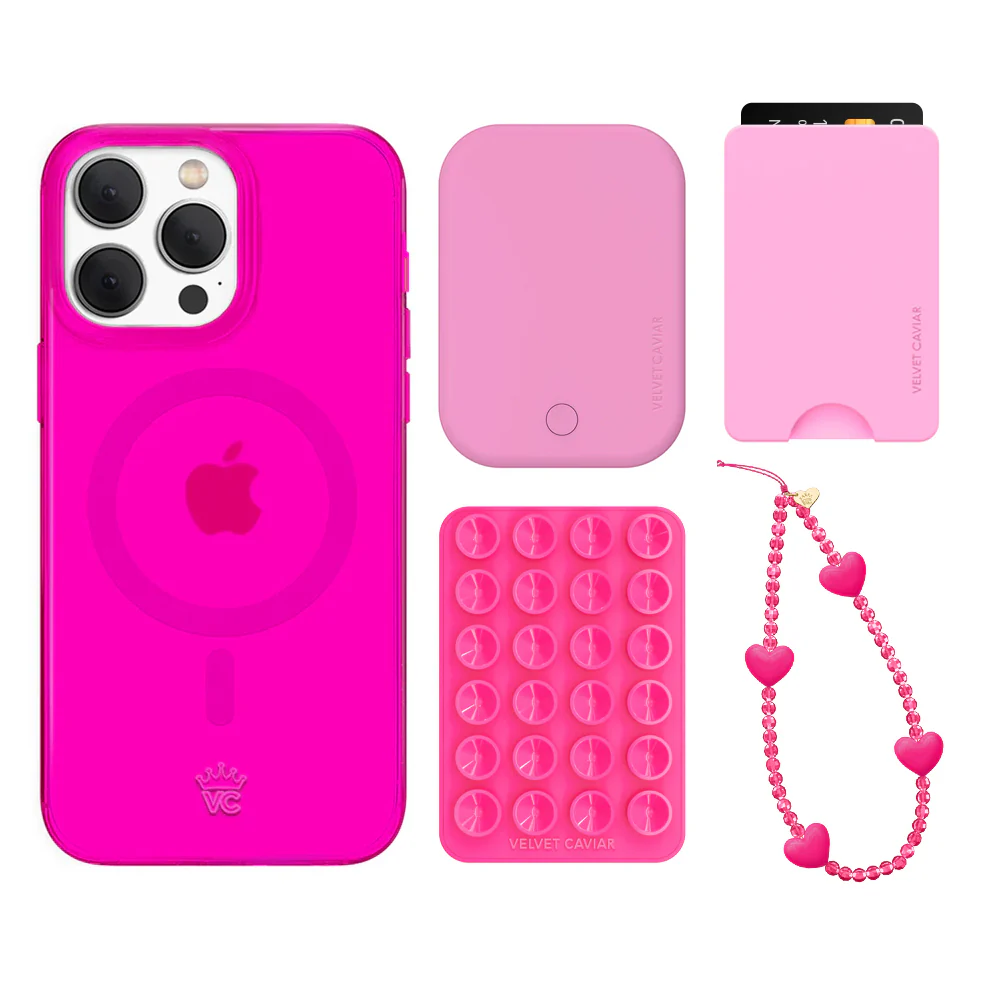 Neon Pink Clear iPhone Bundle Set - Wallet - Image 8