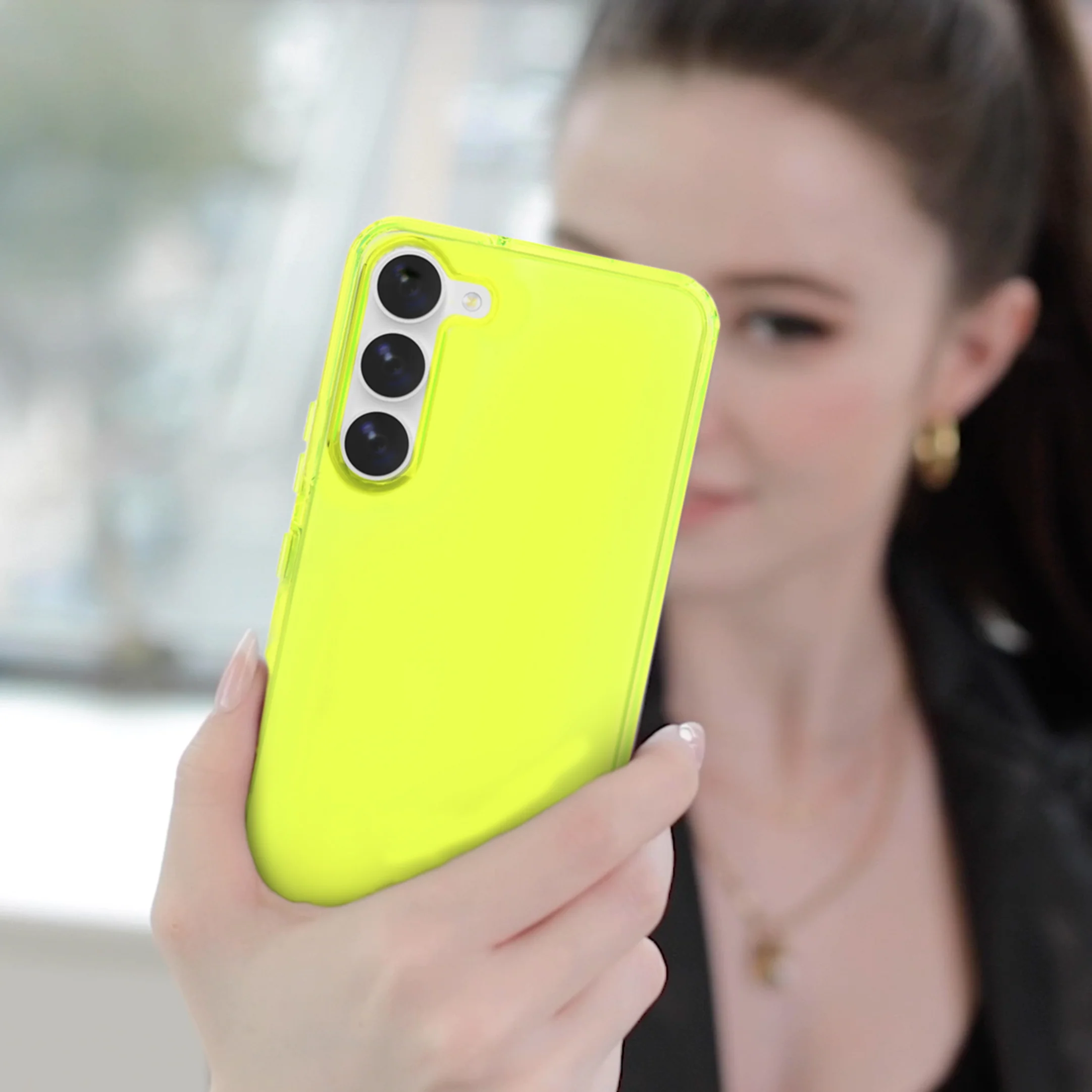 Neon Yellow Clear Samsung Case - Image 113