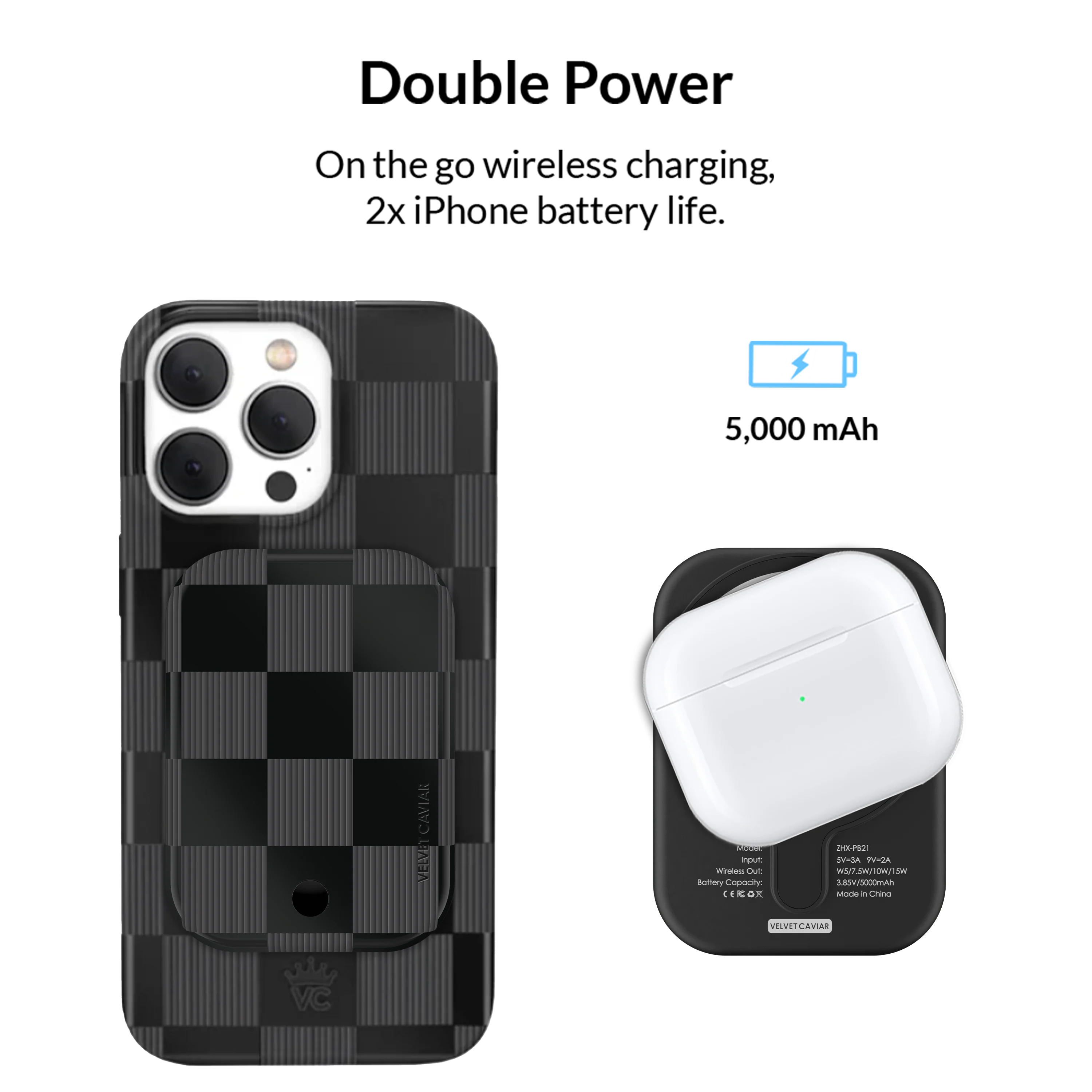 Noir Vibe Checkered MagSafe Battery Power Pack - Image 3