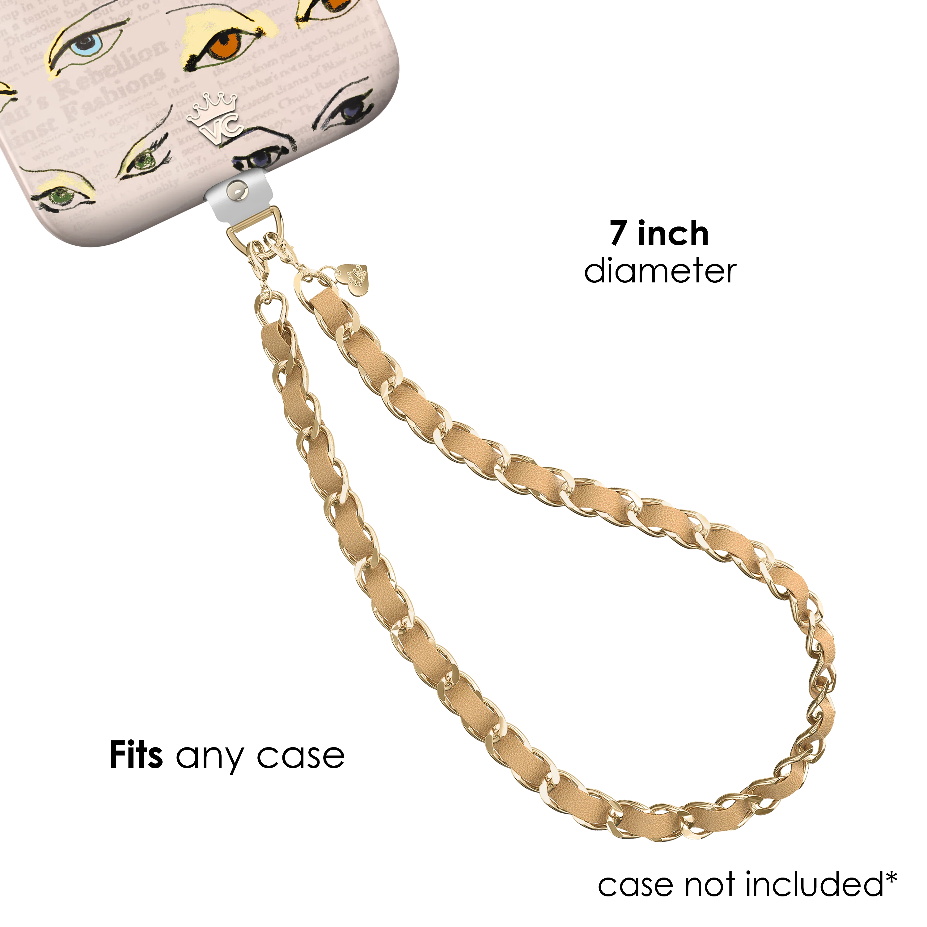 Nude Leather Chain Phone Charm - Image 2