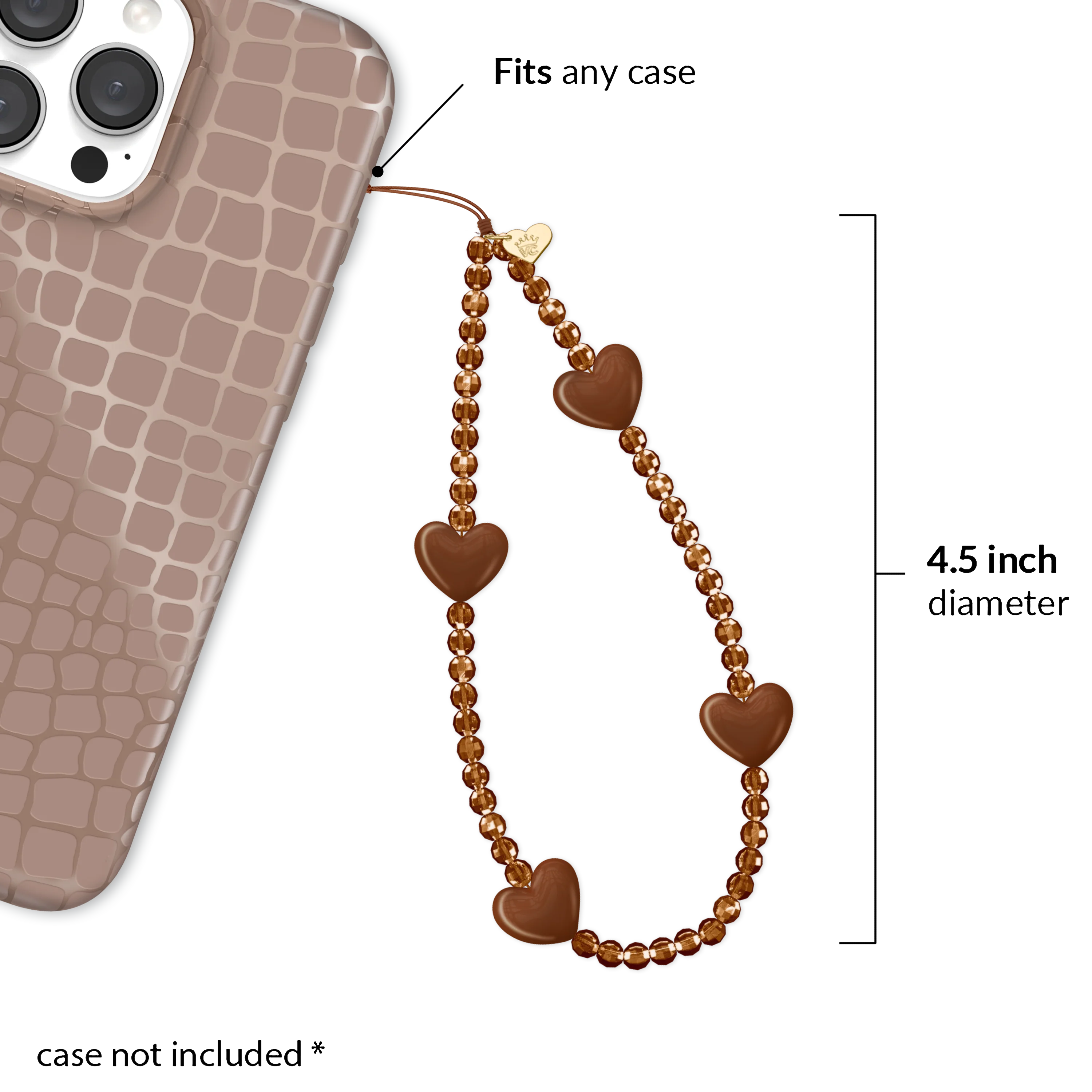 Brown Heart Phone Charm - Image 3
