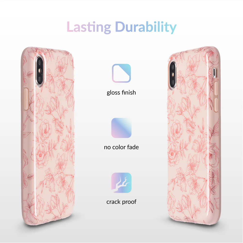 Nude Red Chrome Floral iPhone Case - Image 12
