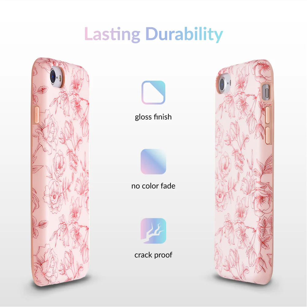 Nude Red Chrome Floral iPhone Case - Image 19