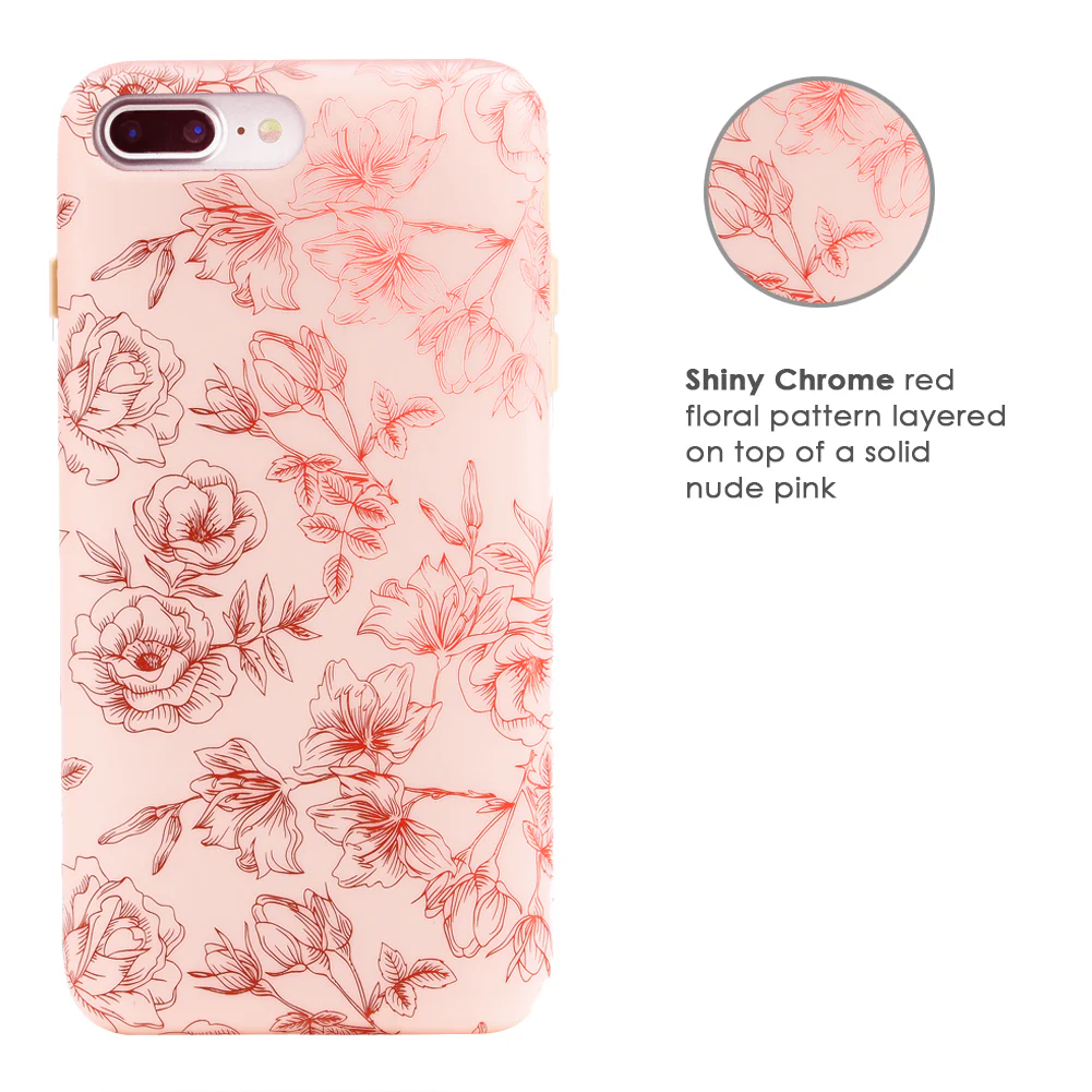 Nude Red Chrome Floral iPhone Case - Image 28