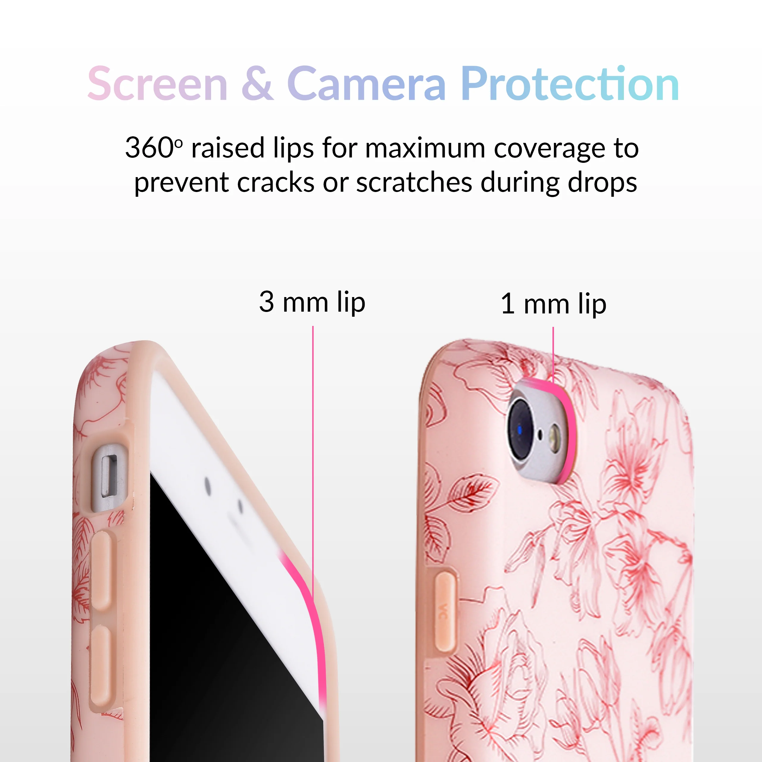 Nude Red Chrome Floral iPhone Case - Image 3