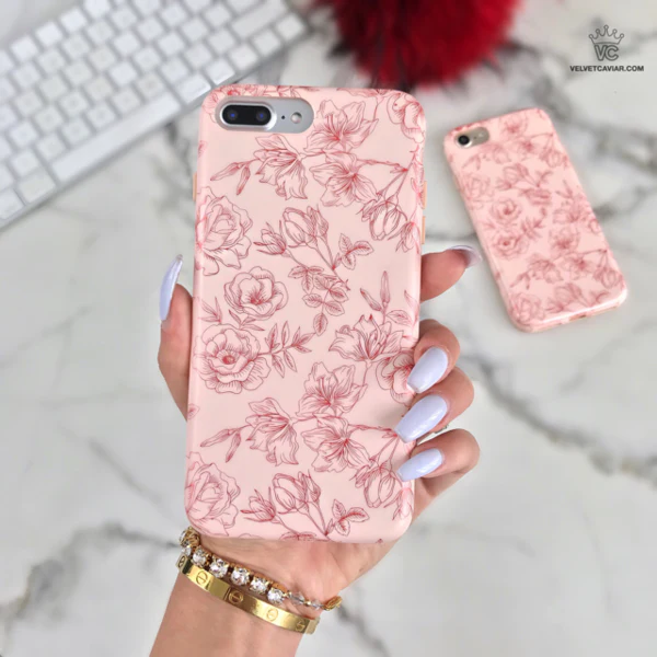 Nude Red Chrome Floral iPhone Case - Image 30