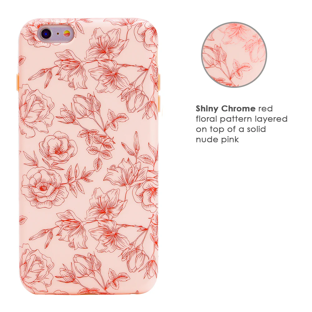 Nude Red Chrome Floral iPhone Case - Image 41